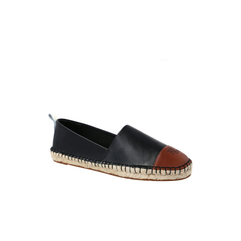 Czarne espadryle Ralph Lauren z płaską podeszwą z tkaniny w stylu casual