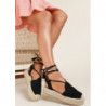 Czarne espadryle Renee na platformie w stylu casual z klamrami