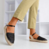 Czarne espadryle Royalfashion.pl z płaską podeszwą z klamrami