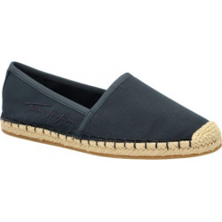 Czarne espadryle Tommy Hilfiger w stylu casual z tkaniny z płaską podeszwą
