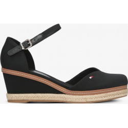 Czarne espadryle Tommy Hilfiger z klamrami na koturnie