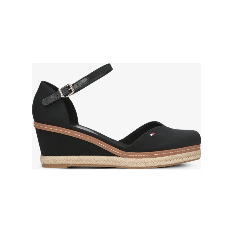 Czarne espadryle Tommy Hilfiger z klamrami na koturnie