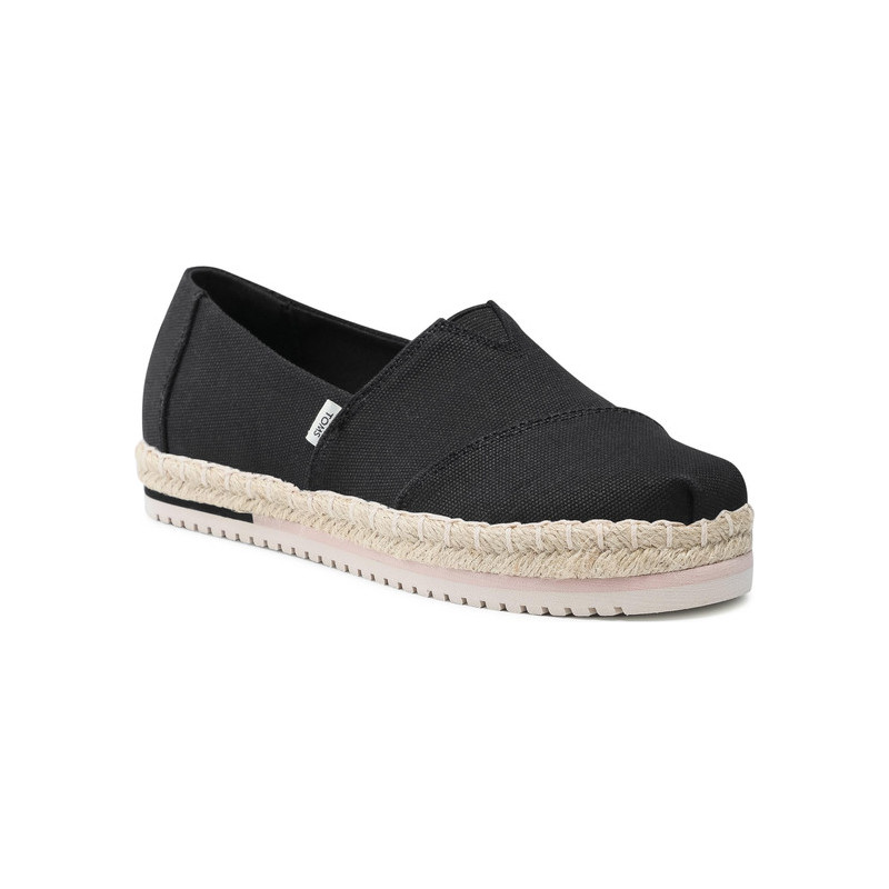 Czarne espadryle Toms z płaską podeszwą