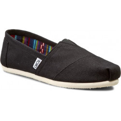 Czarne espadryle Toms ze skóry z płaską podeszwą sznurowane