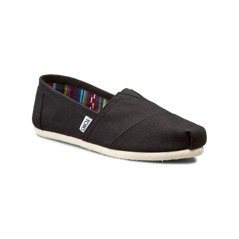 Czarne espadryle Toms ze skóry z płaską podeszwą sznurowane