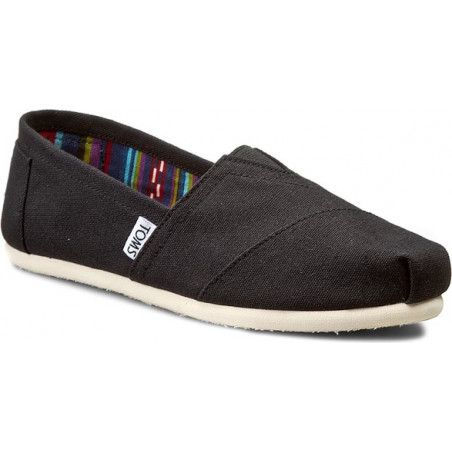 Czarne espadryle Toms ze skóry z płaską podeszwą sznurowane