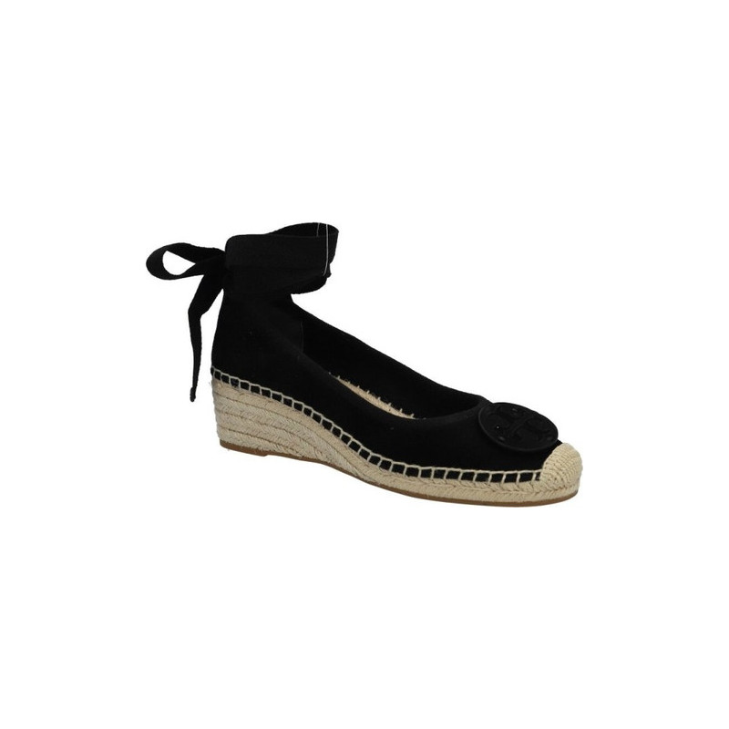 Czarne espadryle Tory Burch z klamrami