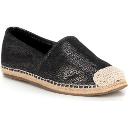 Czarne espadryle Wittchen z płaską podeszwą z tkaniny w stylu casual