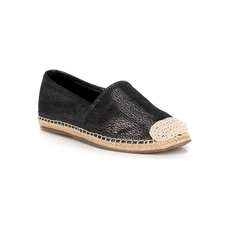 Czarne espadryle Wittchen z płaską podeszwą z tkaniny w stylu casual