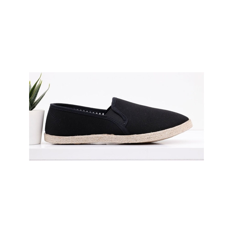 Czarne espadryle Yourshoes z tkaniny z płaską podeszwą