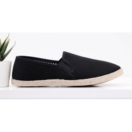 Czarne espadryle Yourshoes z tkaniny z płaską podeszwą
