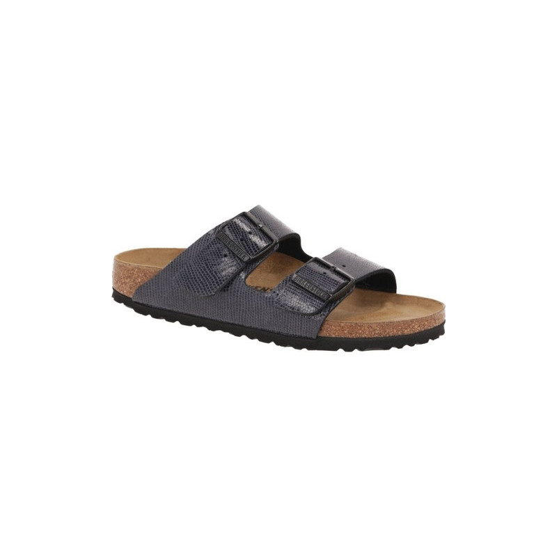 Czarne klapki Birkenstock ze skóry w stylu casual z płaską podeszwą