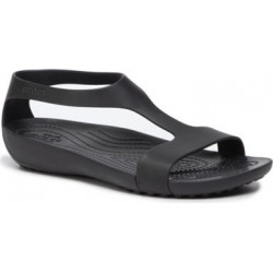Czarne klapki Crocs z płaską podeszwą w stylu casual