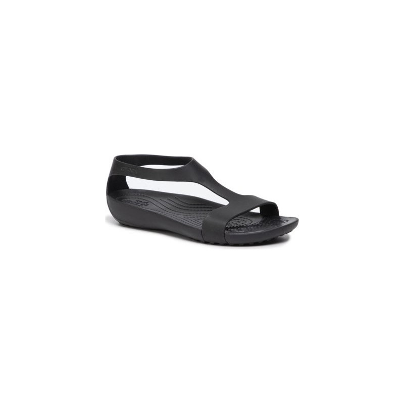 Czarne klapki Crocs z płaską podeszwą w stylu casual