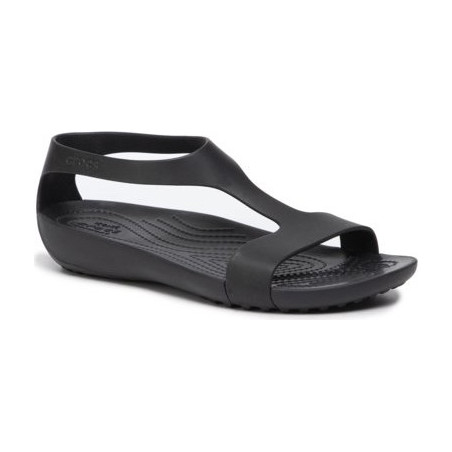 Czarne klapki Crocs z płaską podeszwą w stylu casual