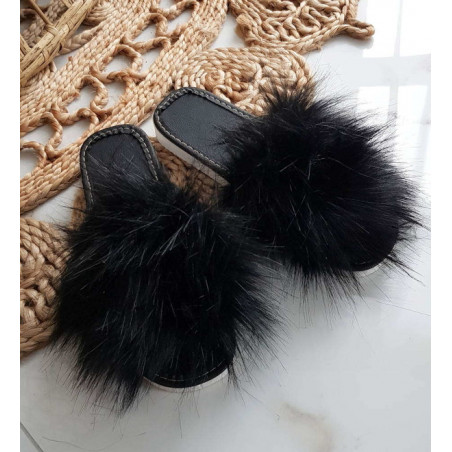 Czarne klapki Pantofelek24 w stylu casual