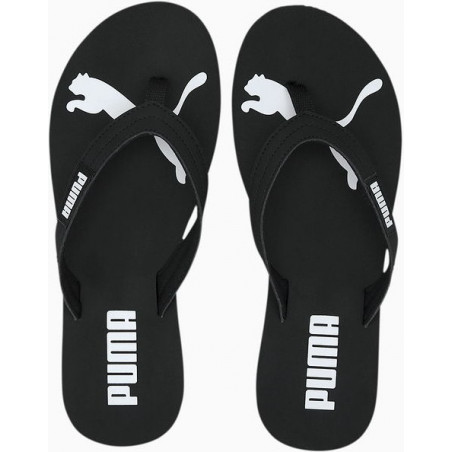 Czarne klapki Puma w sportowym stylu ze skóry