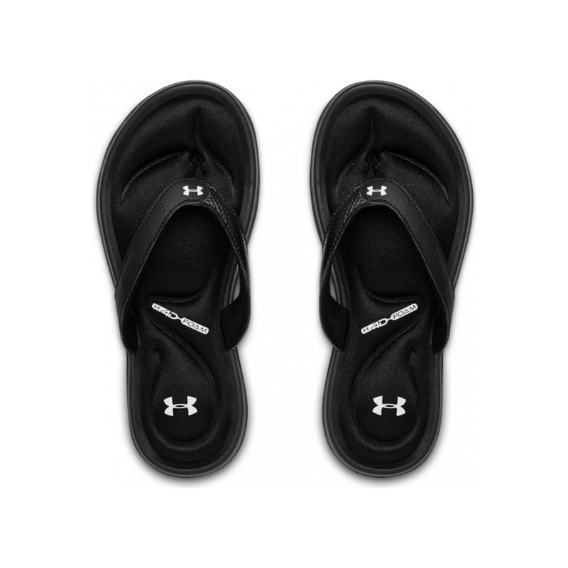 Czarne klapki Under Armour z płaską podeszwą w stylu casual