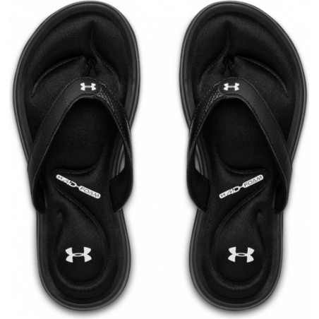 Czarne klapki Under Armour z płaską podeszwą w stylu casual