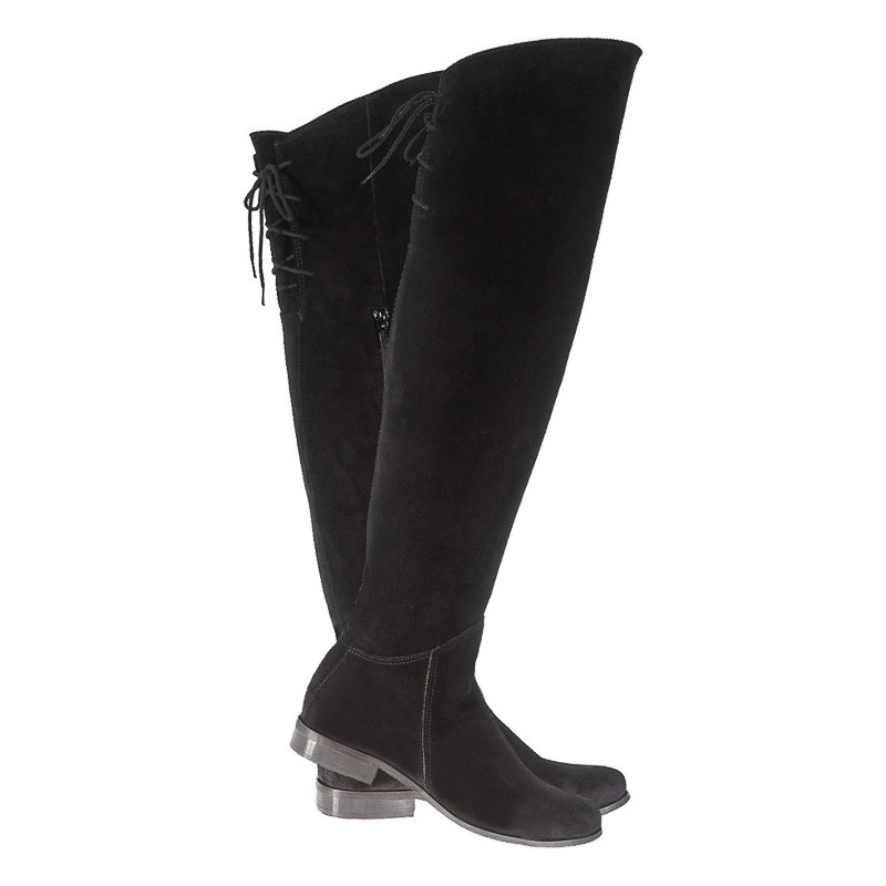 Czarne kozaki Lafemmeshoes na zamek z płaską podeszwą ze skóry
