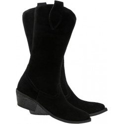 Czarne kozaki Lafemmeshoes przed kolano w stylu casual ze skóry