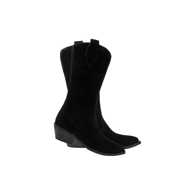 Czarne kozaki Lafemmeshoes przed kolano w stylu casual ze skóry