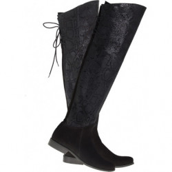 Czarne kozaki Lafemmeshoes z zamszu na zamek