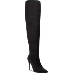 Czarne kozaki Steve Madden na zamek na obcasie ze skóry ekologicznej