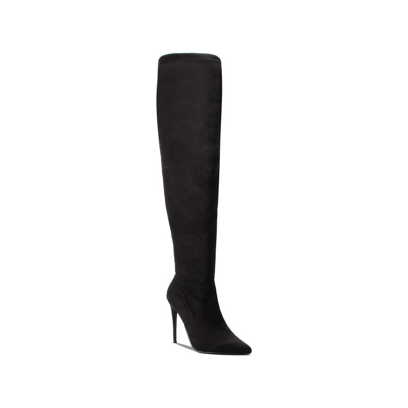 Czarne kozaki Steve Madden na zamek na obcasie ze skóry ekologicznej