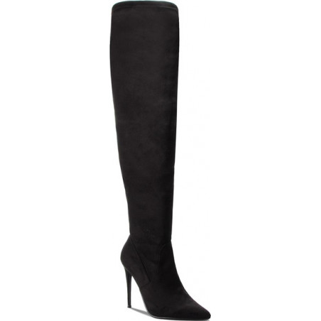 Czarne kozaki Steve Madden na zamek na obcasie ze skóry ekologicznej