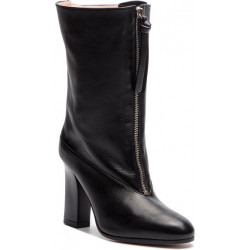 Czarne kozaki Stuart Weitzman na zamek ze skóry w stylu glamour