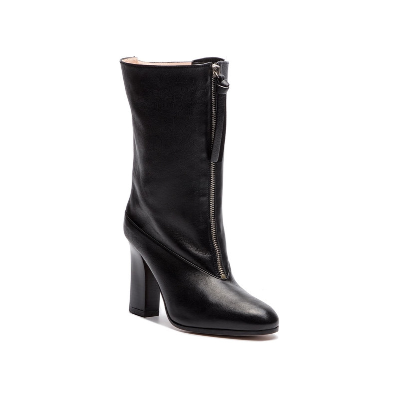 Czarne kozaki Stuart Weitzman na zamek ze skóry w stylu glamour