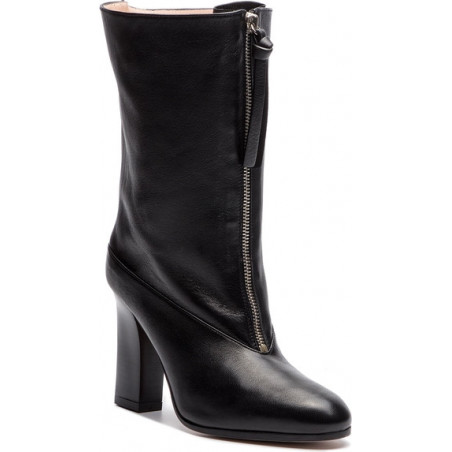 Czarne kozaki Stuart Weitzman na zamek ze skóry w stylu glamour