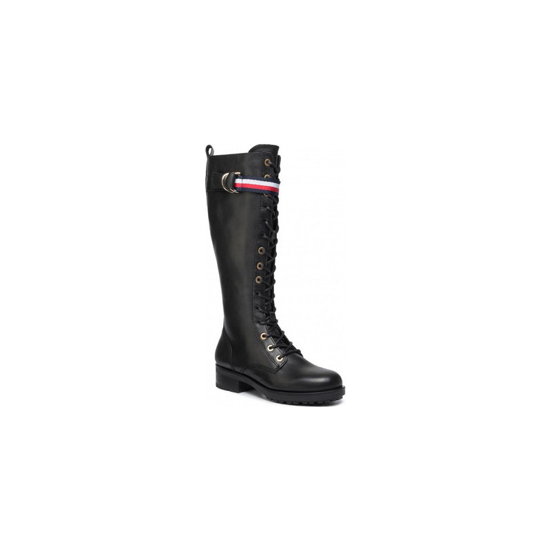 Czarne kozaki Tommy Hilfiger na zamek