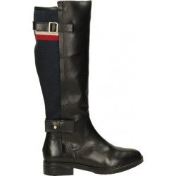 Czarne kozaki Tommy Hilfiger przed kolano z płaską podeszwą w stylu casual
