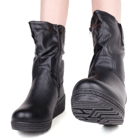 Czarne kozaki Yourshoes w stylu casual ze skóry ekologicznej