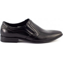 Czarne półbuty Buty Olivier ze skóry