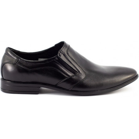 Czarne półbuty Buty Olivier ze skóry