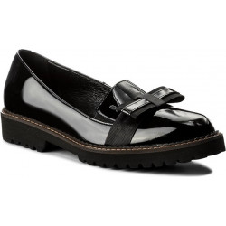 Czarne półbuty Solo Femme w stylu casual ze skóry