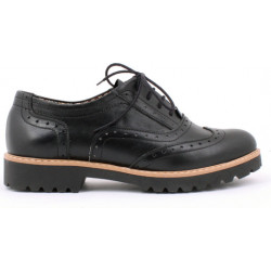 Czarne półbuty Zapato sznurowane z płaską podeszwą
