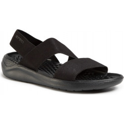 Czarne sandały Crocs w stylu casual z płaską podeszwą