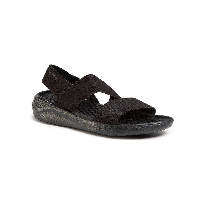 Czarne sandały Crocs w stylu casual z płaską podeszwą