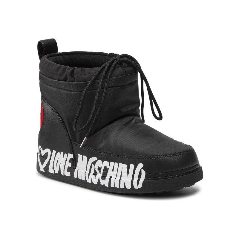 Czarne śniegowce Love Moschino z nadrukiem