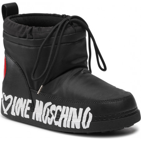Czarne śniegowce Love Moschino z nadrukiem