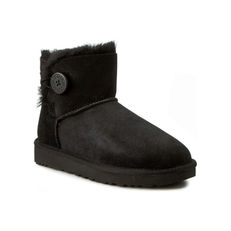 Czarne śniegowce UGG Australia z płaską podeszwą z zamszu
