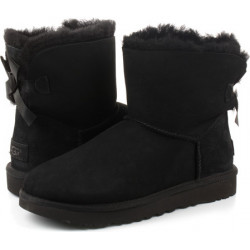 Czarne śniegowce UGG Australia z płaską podeszwą ze skóry w stylu casual