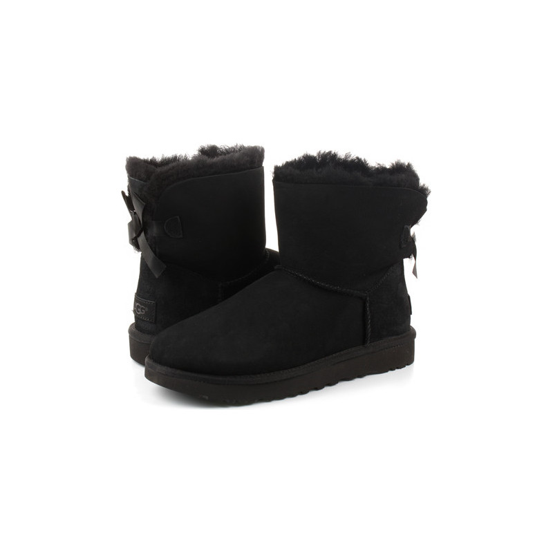 Czarne śniegowce UGG Australia z płaską podeszwą ze skóry w stylu casual