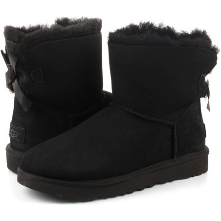 Czarne śniegowce UGG Australia z płaską podeszwą ze skóry w stylu casual