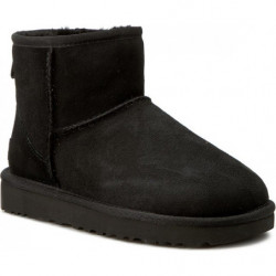 Czarne śniegowce UGG Australia ze skóry z płaską podeszwą