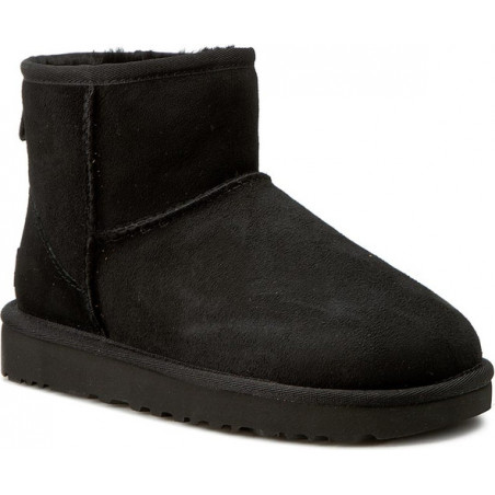 Czarne śniegowce UGG Australia ze skóry z płaską podeszwą